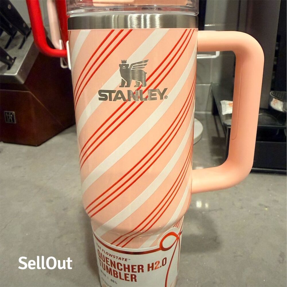 Stanley Christmas Candy Cane Twist Tumbler Cup 40oz Limited Edition